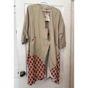 Woman’s Coat Made In Italy 100% Cotton Polka Dot Trench Loose Streetwear Boho